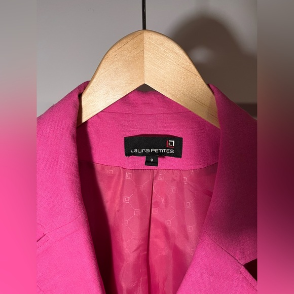 Fuscia Pink Linen Blend skirt suit - Picture 3 of 7
